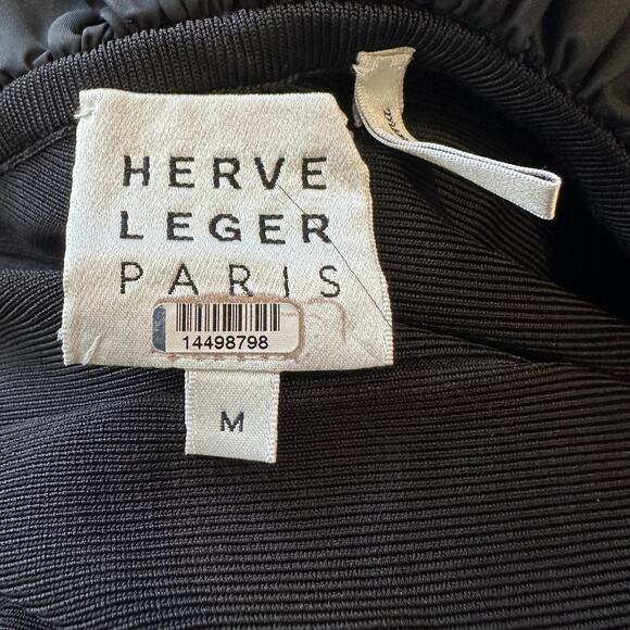 Herve Leger Black Bandage Gown MEDIUM One Shoulder Ruffle Formal Designer $1990 - Picture 12 of 12